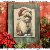 Grumpy Christmas Cat EB1L Decoupage Seidenpapier