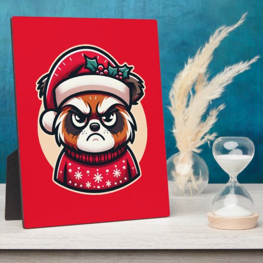 Grumpy Christmas Cat - Funny Festive Holiday Stimm Fotoplatte (Seite)