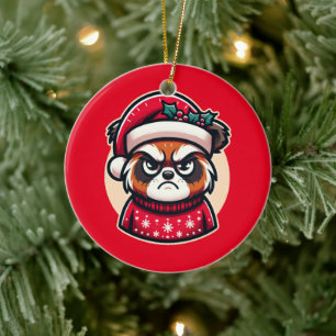 Grumpy Christmas Cat - Funny Festive Holiday Stimm Keramik Ornament