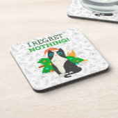 Grumpy Christmas Cat Getränkeuntersetzer (Linke Seite)