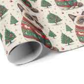 Grumpy Christmas Cat in Ugly Sweater Geschenkpapier (Rolleneckpunkt)