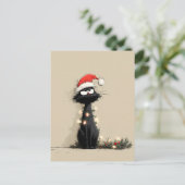 Grumpy Christmas Cat Mood Postkarte (Stehend Vorderseite)