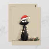 Grumpy Christmas Cat Mood Postkarte (Vorne/Hinten)