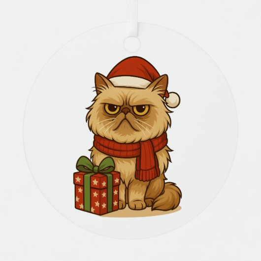 Grumpy Christmas Cat Ornament (Vorderseite)