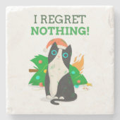 Grumpy Christmas Cat Steinuntersetzer (Vorderseite)