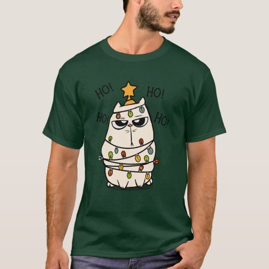 Grumpy Christmas Cat T-Shirt (Vorderseite)