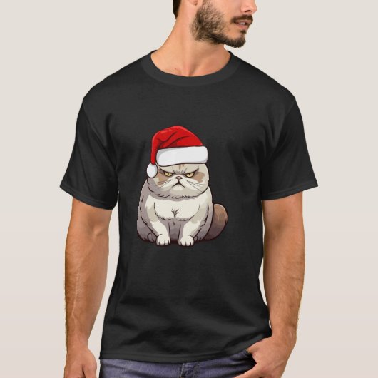 Grumpy Christmas Cat T-Shirt (Vorderseite)
