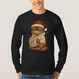 Grumpy Christmas Cat with Santa Hat T-Shirt