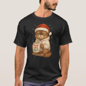 Grumpy Christmas Cat with Santa Hat T-Shirt (Vorderseite)