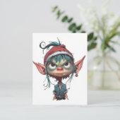 Grumpy Christmas Elf Attitude Feiertagspostkarte (Stehend Vorderseite)