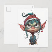Grumpy Christmas Elf Attitude Feiertagspostkarte (Vorne/Hinten)