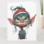 Grumpy Christmas Elf Attitude Karte (Vorderseite)