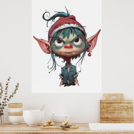 Grumpy Christmas Elf Attitude Poster (Küche)