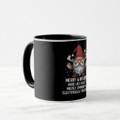 Grumpy Christmas Gnome Tangled Lights Black Cat  Tasse (Vorderseite Links)