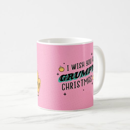 GRUMPY CHRISTMAS ILLUSTRATION "SCHRIFTART & BACK" KAFFEETASSE (VorderseiteRechts)