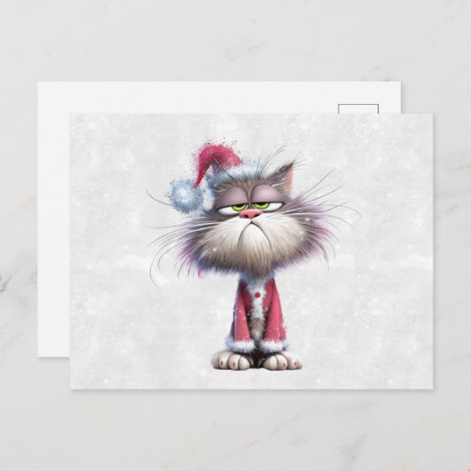 Grumpy Christmas Kitten Postkarte (Vorne/Hinten)