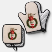 Grumpy Christmas Mood Ofenhandschuh & Topflappen-Set (Vorderseite/Rückseite)
