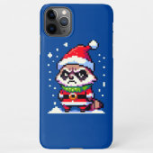 Grumpy Christmas Raccoon - Funny Pixel Art Holiday iPhone Hülle (Rückseite)