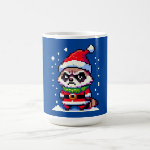 Grumpy Christmas Raccoon - Funny Pixel Art Holiday Kaffeetasse