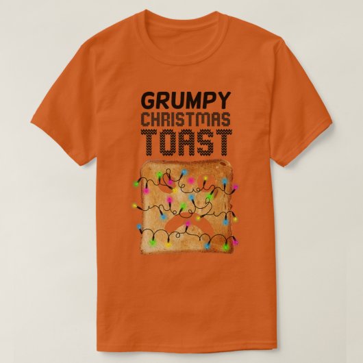 Grumpy Christmas Toast Bread Face Christmas Lights T-Shirt (Design vorne)