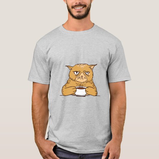 Grumpy Coffee Cat T-Shirt (Vorderseite)