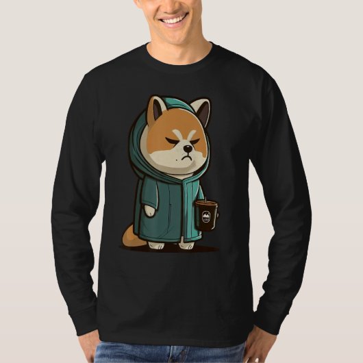 Grumpy Coffee  Dog on Coffee Akita Inu T-Shirt (Vorderseite)