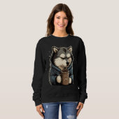 Grumpy Coffee Dog on Coffee Alaskan Malamute Sweatshirt (Vorne ganz)