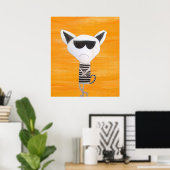 Grumpy coole Katze mit Sonnenbrillenkunst Poster (Heimbüro)