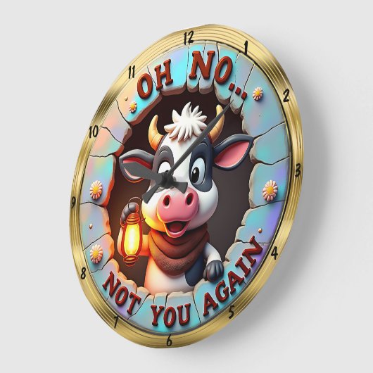 Grumpy Cow Humorer Empfang Große Wanduhr (Winkel)