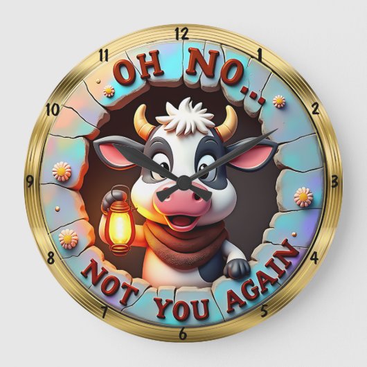 Grumpy Cow Humorer Empfang Große Wanduhr (Vorderseite)