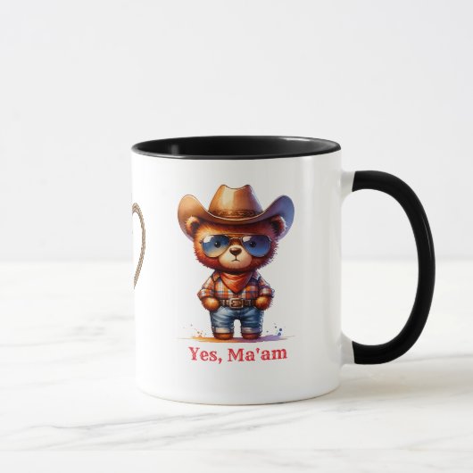 Grumpy Cowboy Buch Freund Ja Ma'am Teddybär Tasse (Rechts)