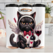 Grumpy Cupid Katze mit Wein Thermosbecher