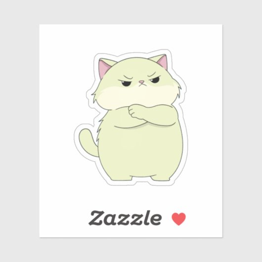 Grumpy Cute Cat Attitude Vinyl Sticker (Blatt)