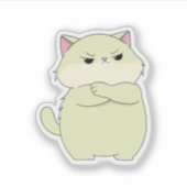 Grumpy Cute Cat Attitude Vinyl Sticker (Vorderseite)