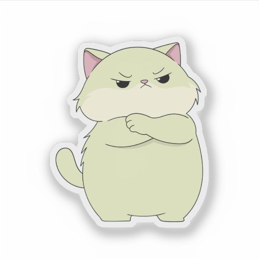 Grumpy Cute Cat Attitude Vinyl Sticker (Vorderseite)
