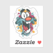 Grumpy Cute Monster Sticker – Quirky Cartoon Face (Blatt)