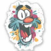 Grumpy Cute Monster Sticker – Quirky Cartoon Face (Vorderseite)