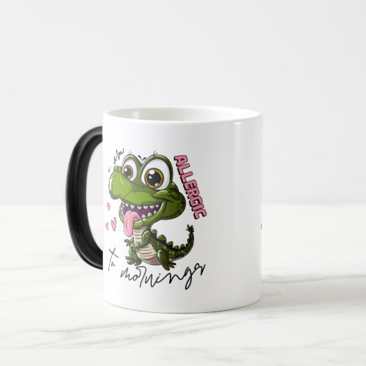 Grumpy Dino Tasse - "Ich bin allergisch gegen Morg (Vorderseite Links)