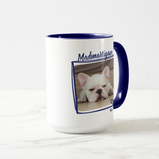 Grumpy Dog Funny Zitat mit Foto Navy Tasse (VorderseiteRechts)