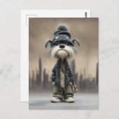 Grumpy Dog in Streetwear Postkarte (Vorne/Hinten)