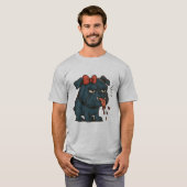 Grumpy Drooling Pug with Red Bow – Funny Dog Attit T-Shirt (Vorne ganz)