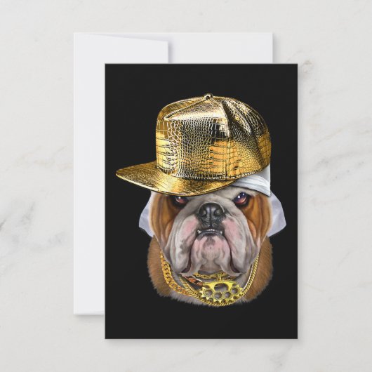 Grumpy English Bulldog mit Hip Hop Rapper Einladung (Vorderseite)