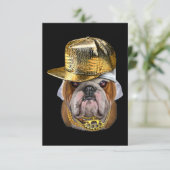 Grumpy English Bulldog mit Hip Hop Rapper Einladung (Stehend Vorderseite)