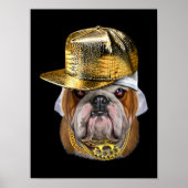 Grumpy English Bulldog mit Hip Hop Rapper Poster (Vorne)