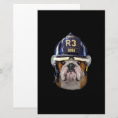 Grumpy English Bulldog Wear Firefighter Helm Briefpapier (Vorne/Hinten)