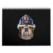 Grumpy English Bulldog Wear Firefighter Helm Kalender (Titelbild)