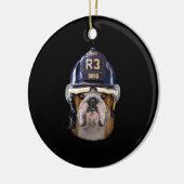 Grumpy English Bulldog Wear Firefighter Helm Keramik Ornament (Links)