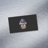 Grumpy English Bulldog Wear Firefighter Helm Magnetische Visitenkarte (Beispiel)