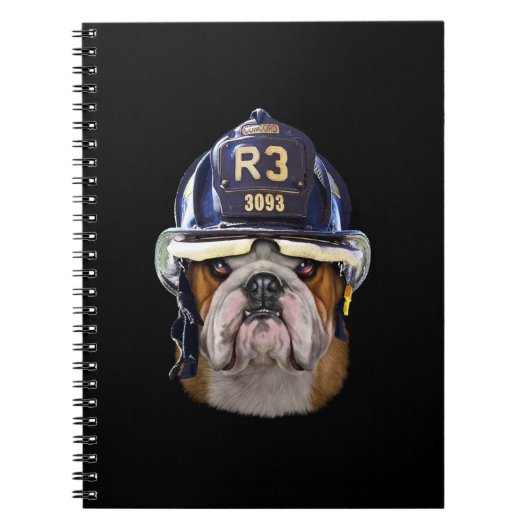 Grumpy English Bulldog Wear Firefighter Helm Notizblock (Vorderseite)