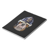 Grumpy English Bulldog Wear Firefighter Helm Notizblock (Rotiert)